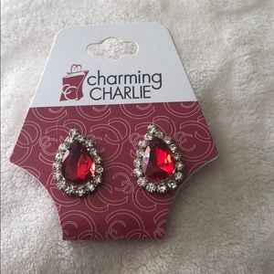 Red Pear-shaped Earrings NWT
